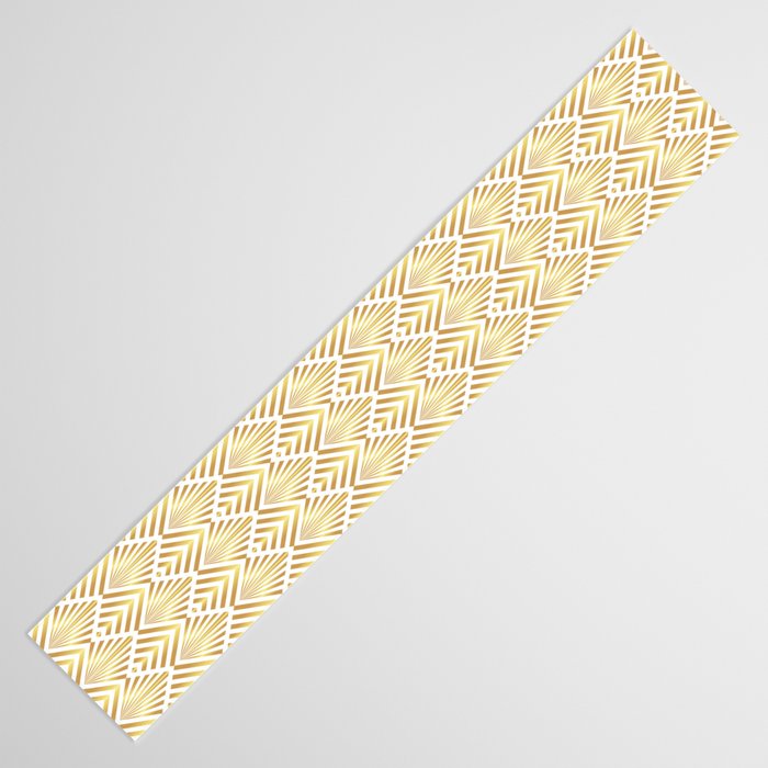 Gold art deco diamonds on white Table Runner Gallery Image 3