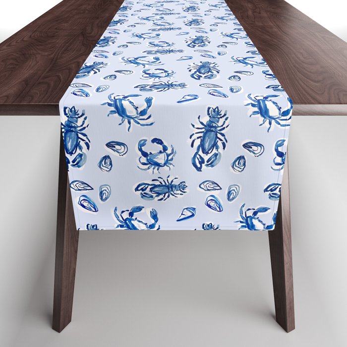 Blue and White Sea Life Table Runner Gallery Image 1