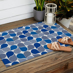 Blue and Gray Geometric Raindrop Pattern Outdoor Rug Gallery Image 2