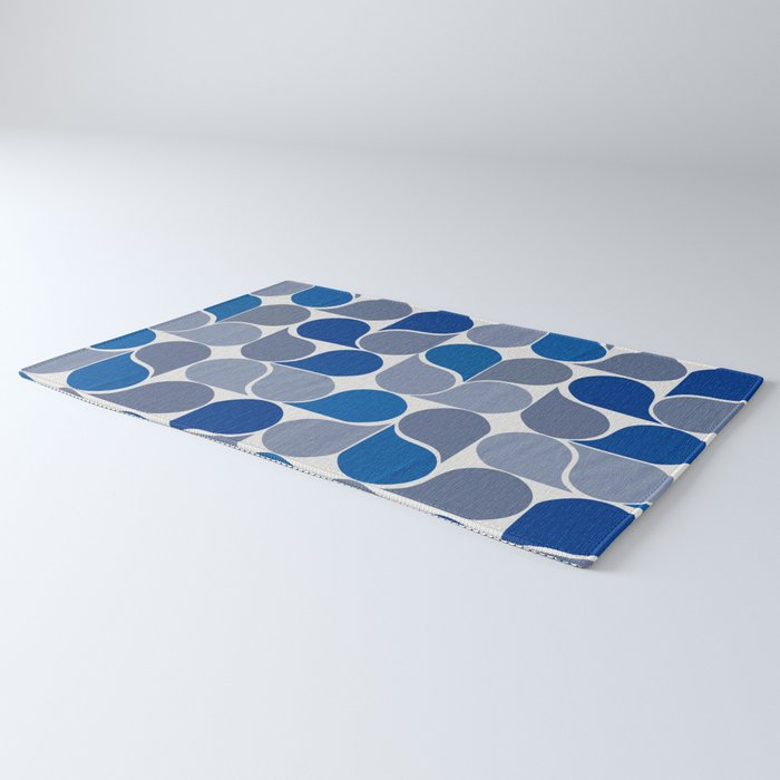 Blue and Gray Geometric Raindrop Pattern Rug Gallery Image 3