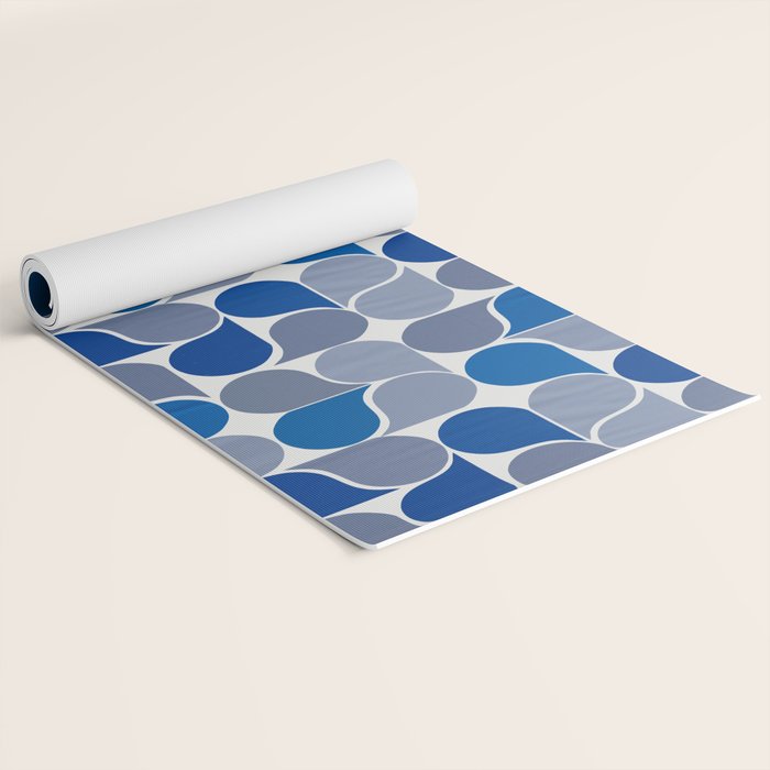 Blue and Gray Geometric Raindrop Pattern Yoga Mat Gallery Image 2
