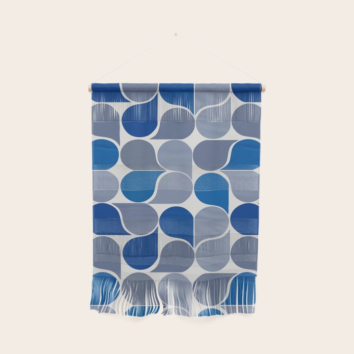 Blue and Gray Geometric Raindrop Pattern Wall Hanging Gallery Image 1