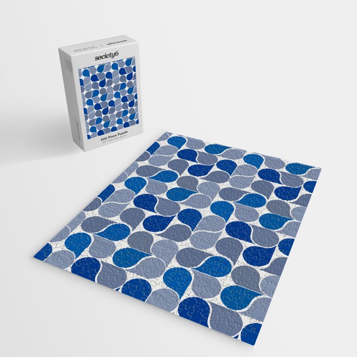 Blue and Gray Geometric Raindrop Pattern Jigsaw Puzzle Gallery Image 2