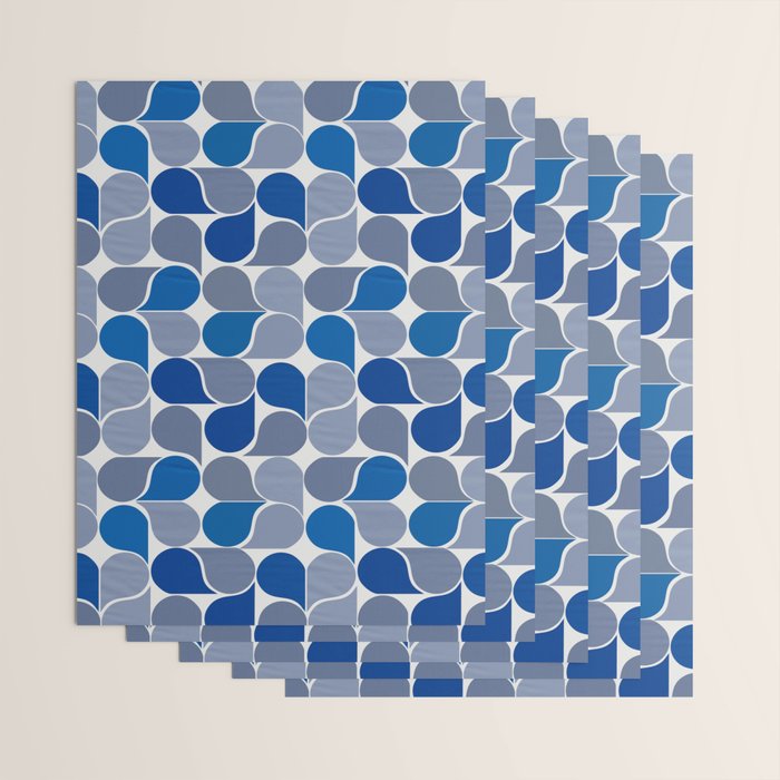 Blue and Gray Geometric Raindrop Pattern Wrapping Paper Gallery Image 3