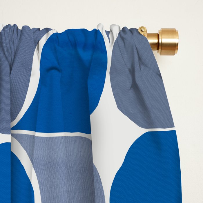 Blue and Gray Geometric Raindrop Pattern Window Curtain Gallery Image 2