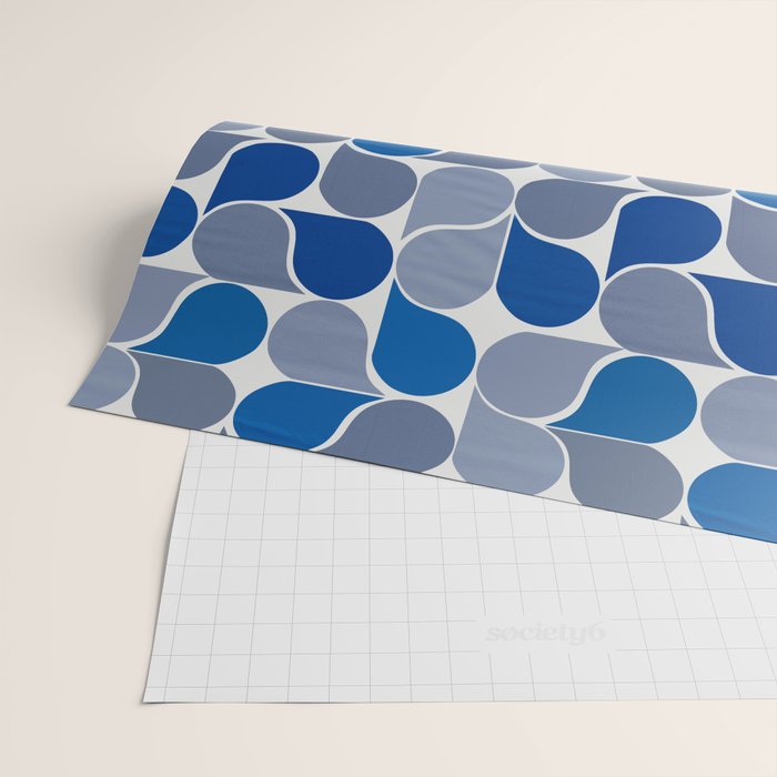 Blue and Gray Geometric Raindrop Pattern Wrapping Paper Gallery Image 2