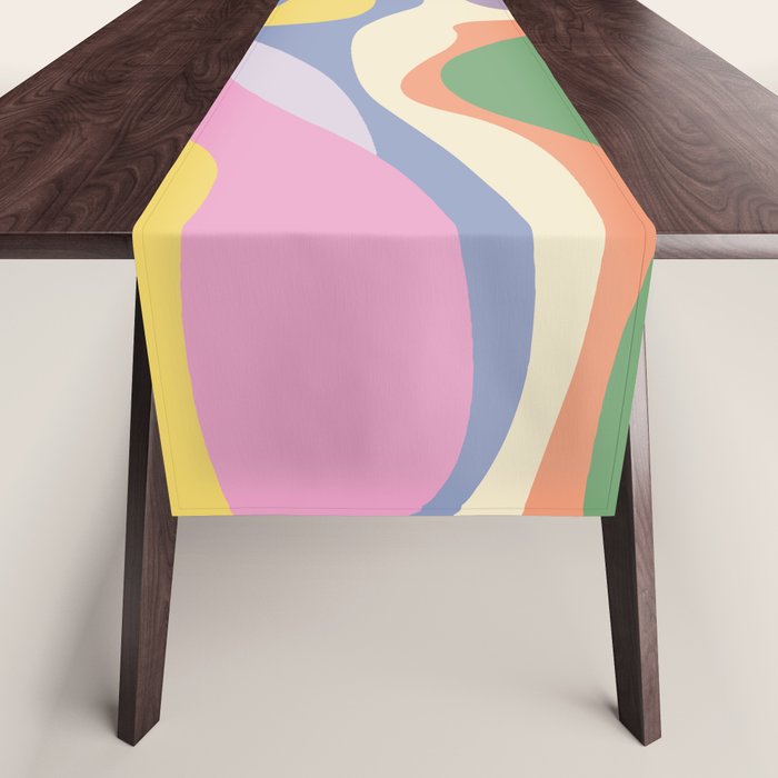 Retro Colorful Swirl Pattern Table Runner Gallery Image 1