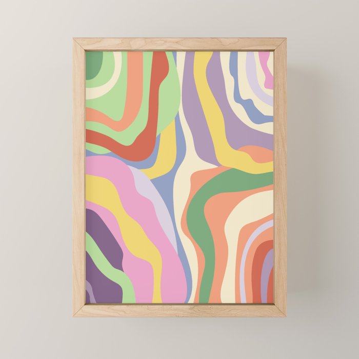 Retro Colorful Swirl Pattern Mini Art Print Gallery Image 1