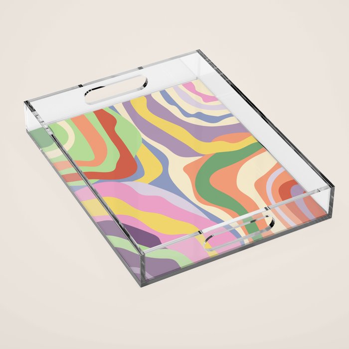 Retro Colorful Swirl Pattern Acrylic Tray Gallery Image 1