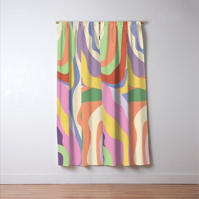 Retro Colorful Swirl Pattern Window Curtain Gallery Image 3