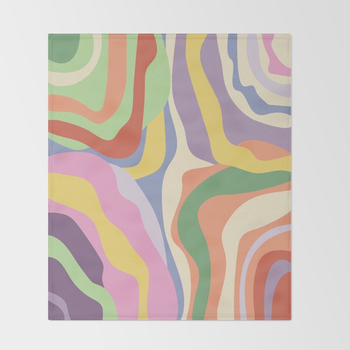 Retro Colorful Swirl Pattern Throw Blanket Gallery Image 2