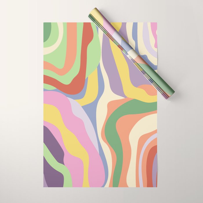 Retro Colorful Swirl Pattern Wrapping Paper Gallery Image 1