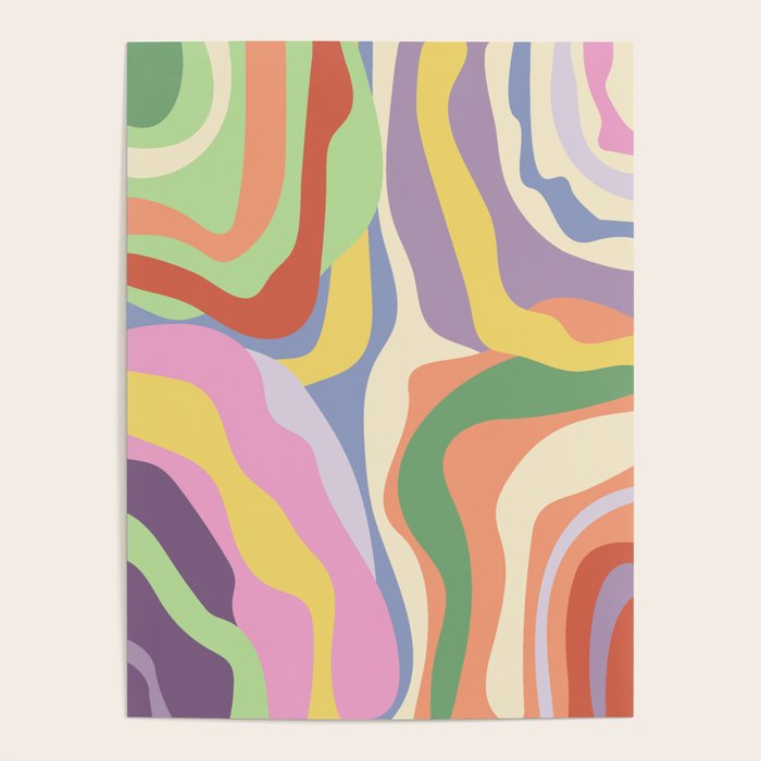 Retro Colorful Swirl Pattern Poster Gallery Image 1