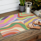 Retro Colorful Swirl Pattern Outdoor Rug Gallery Image 2