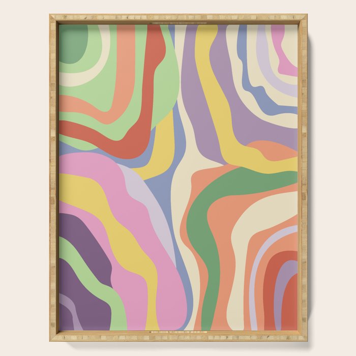 Retro Colorful Swirl Pattern Serving Tray Gallery Image 1