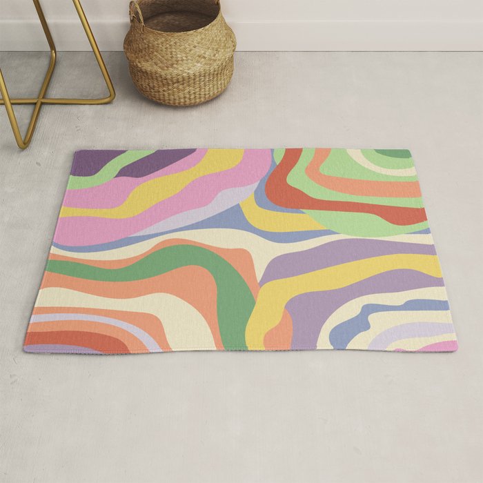 Retro Colorful Swirl Pattern Rug Gallery Image 1
