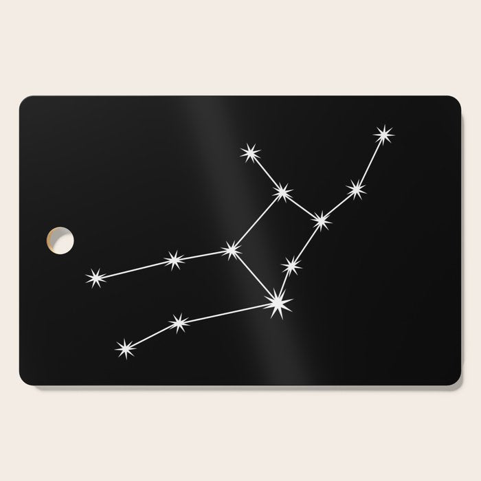 Virgo Zodiac Star Constellation Line Art Black Cutting Board Gallery Image 1