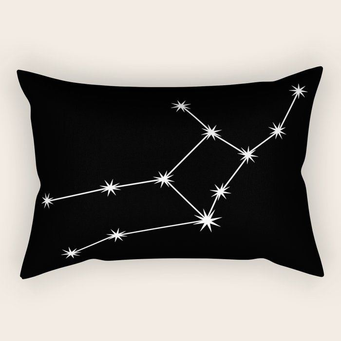 Virgo Zodiac Star Constellation Line Art Black Rectangular Pillow Gallery Image 2