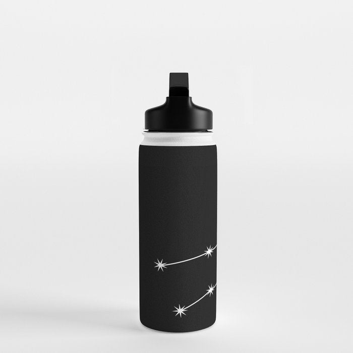 Virgo Zodiac Star Constellation Line Art Black Water Bottle Gallery Image 3