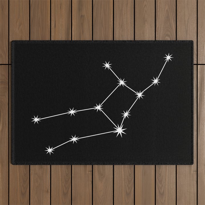 Virgo Zodiac Star Constellation Line Art Black Outdoor Rug Gallery Image 1