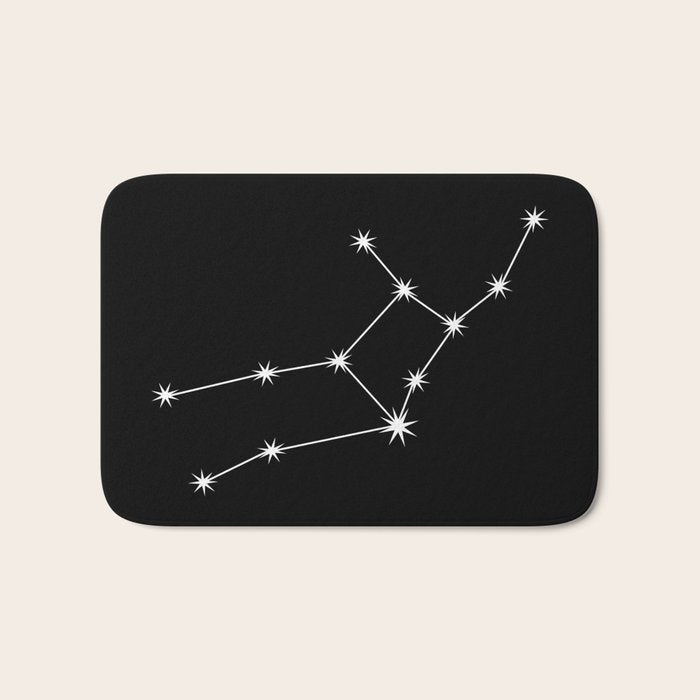 Virgo Zodiac Star Constellation Line Art Black Bath Mat Gallery Image 1