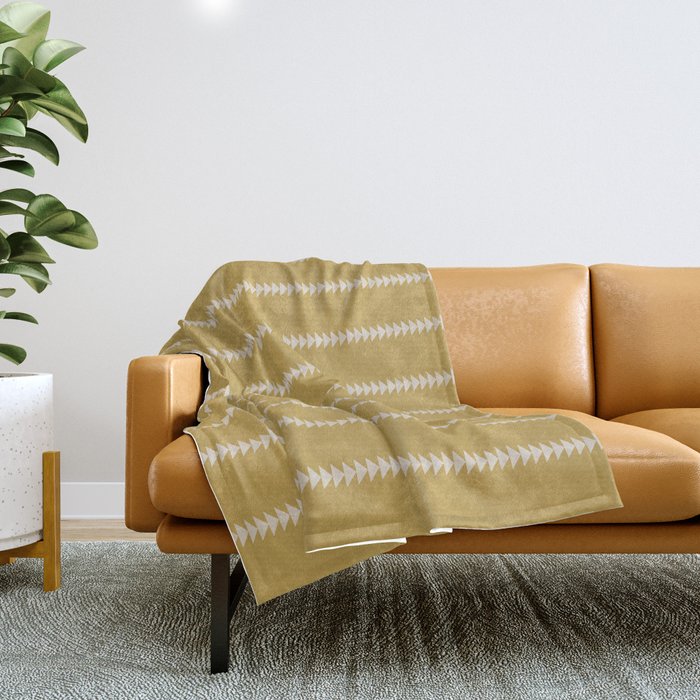 Minimal Triangles - Ochre Yellow Throw Blanket Gallery Image 1