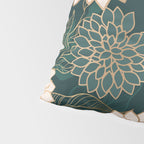Floral Aesthetic in Dark Teal Green, Ivory and Gold Pillow Sham Gallery Image 4