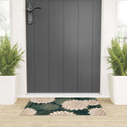 Floral Aesthetic in Dark Teal Green, Ivory and Gold Welcome Mat Gallery Image 3