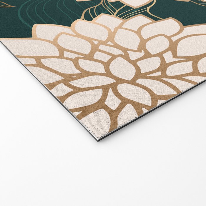 Floral Aesthetic in Dark Teal Green, Ivory and Gold Welcome Mat Gallery Image 2