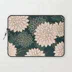 Floral Aesthetic in Dark Teal Green, Ivory and Gold Laptop Sleeve Gallery Image 1