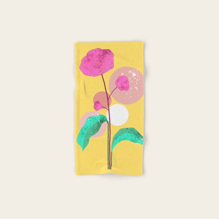 The Rare Bloom, Abstract Nature Floral Graphic, Eclectic Bohemian Modern, Pop of Color Illustration Bath Towel Gallery Image 1