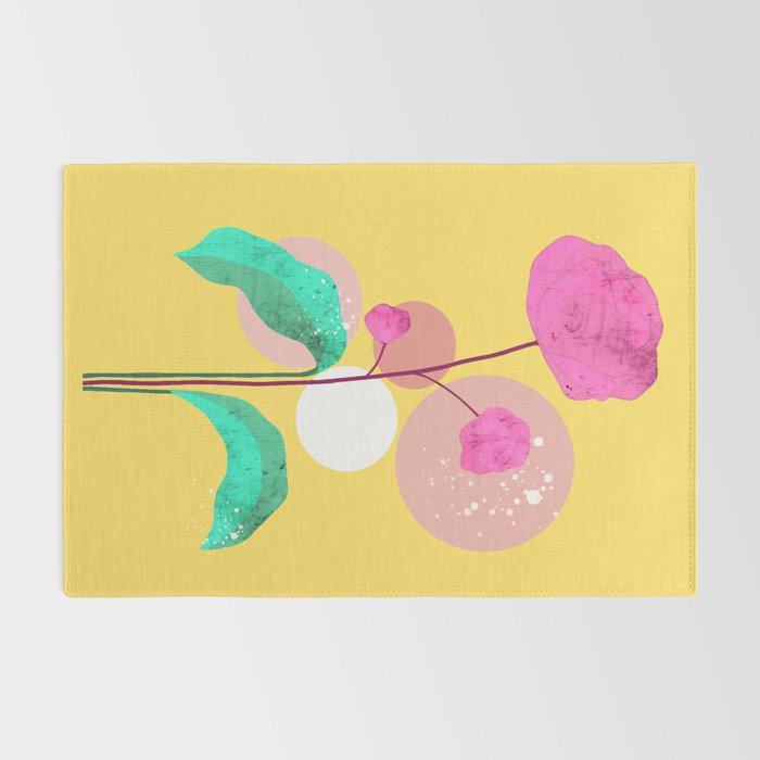 The Rare Bloom, Abstract Nature Floral Graphic, Eclectic Bohemian Modern, Pop of Color Illustration Rug Gallery Image 2