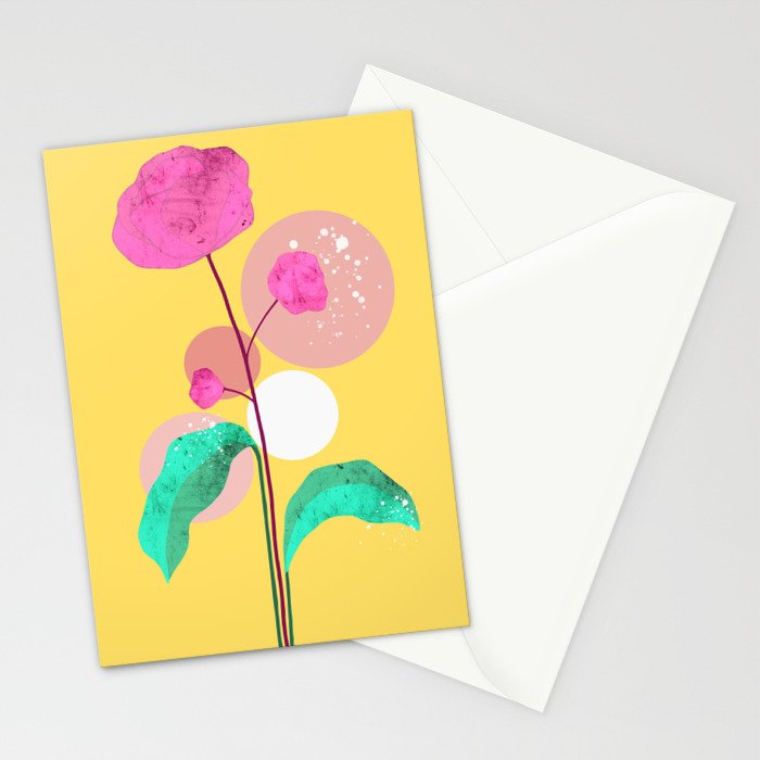 The Rare Bloom, Abstract Nature Floral Graphic, Eclectic Bohemian Modern, Pop of Color Illustration Stationery Card Gallery Image 2