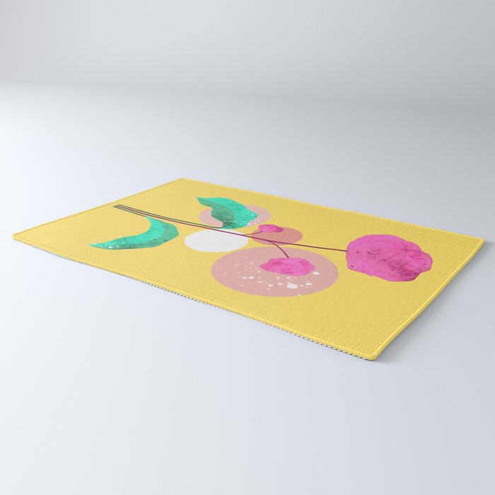 The Rare Bloom, Abstract Nature Floral Graphic, Eclectic Bohemian Modern, Pop of Color Illustration Rug Gallery Image 3