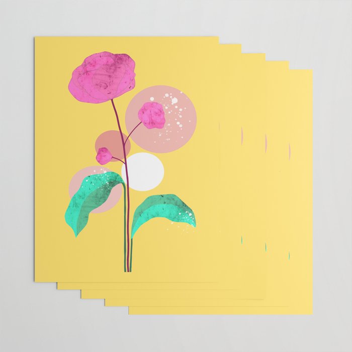 The Rare Bloom, Abstract Nature Floral Graphic, Eclectic Bohemian Modern, Pop of Color Illustration Wrapping Paper Gallery Image 3