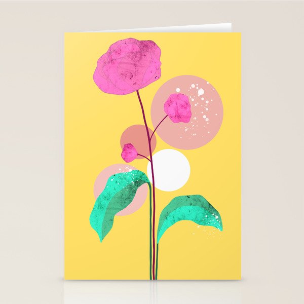 The Rare Bloom, Abstract Nature Floral Graphic, Eclectic Bohemian Modern, Pop of Color Illustration Stationery Card Gallery Image 2