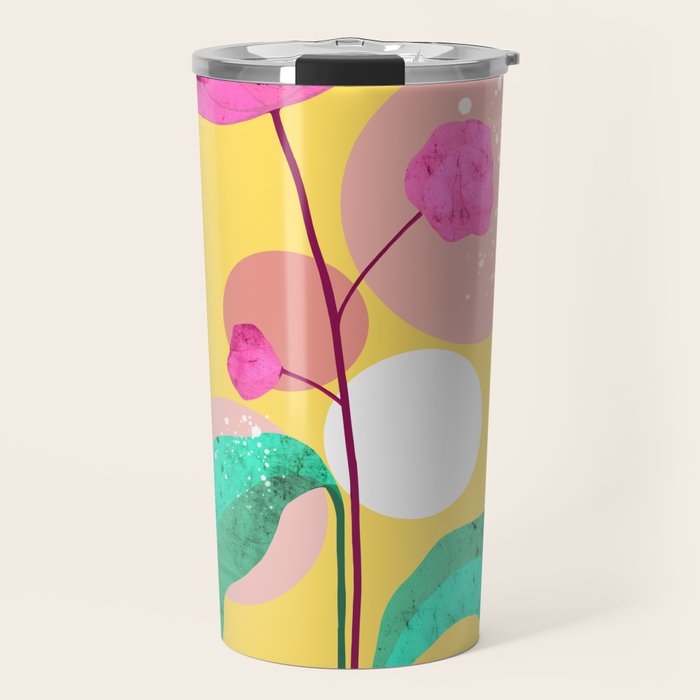 The Rare Bloom, Abstract Nature Floral Graphic, Eclectic Bohemian Modern, Pop of Color Illustration Travel Mug Gallery Image 1