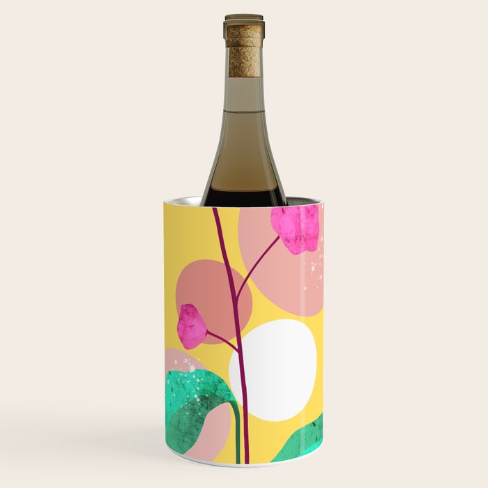 The Rare Bloom, Abstract Nature Floral Graphic, Eclectic Bohemian Modern, Pop of Color Illustration Wine Chiller Gallery Image 1