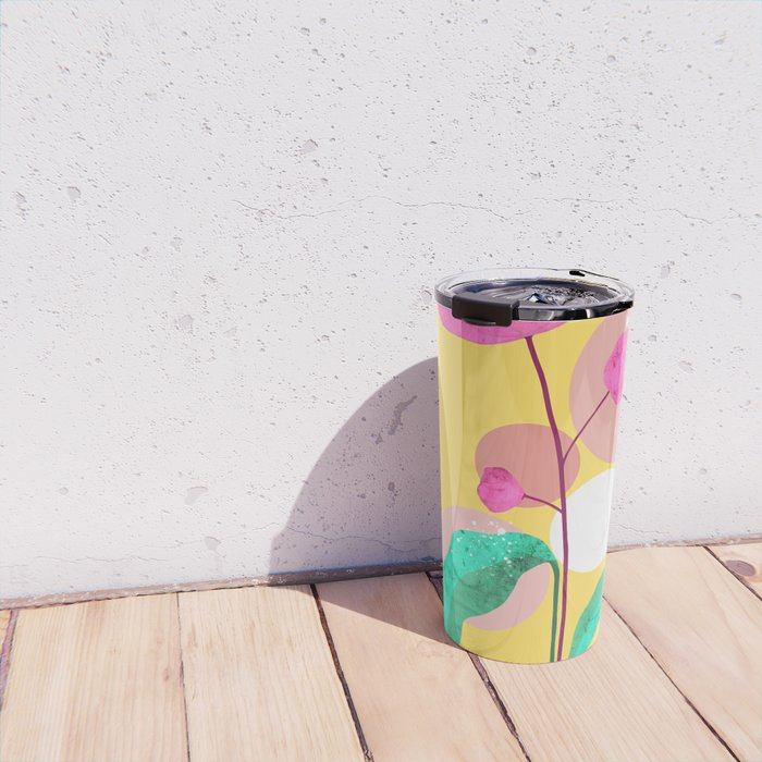 The Rare Bloom, Abstract Nature Floral Graphic, Eclectic Bohemian Modern, Pop of Color Illustration Travel Mug Gallery Image 4