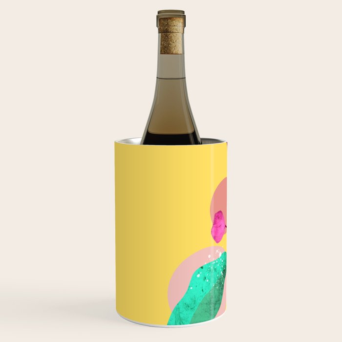 The Rare Bloom, Abstract Nature Floral Graphic, Eclectic Bohemian Modern, Pop of Color Illustration Wine Chiller Gallery Image 2