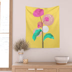 The Rare Bloom, Abstract Nature Floral Graphic, Eclectic Bohemian Modern, Pop of Color Illustration Wall Tapestry Gallery Image 2