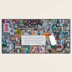 Sticker and graffiti wall background 6 - Berlin street art photography Desk Mat Gallery Image 1