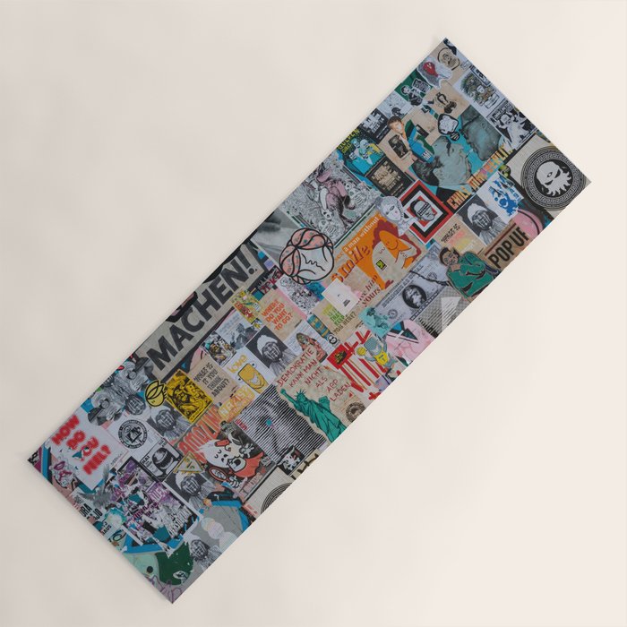 Sticker and graffiti wall background 6 - Berlin street art photography Yoga Mat Gallery Image 1