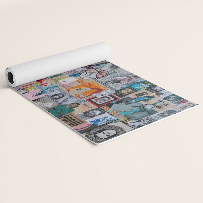Sticker and graffiti wall background 6 - Berlin street art photography Yoga Mat Gallery Image 2