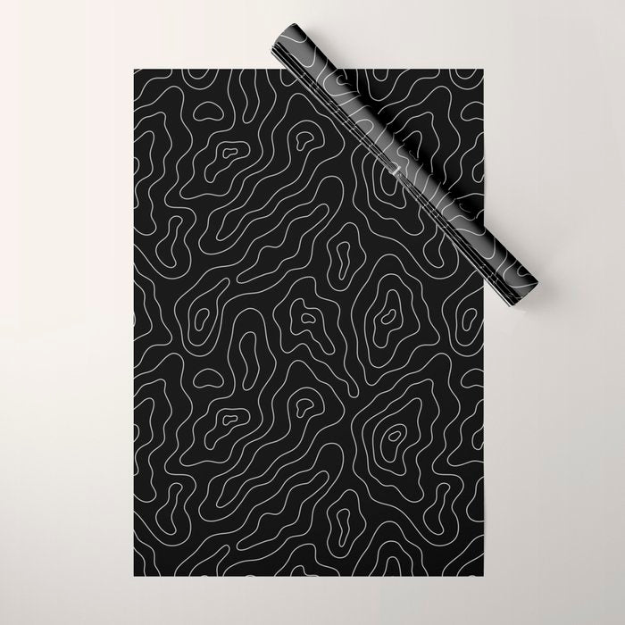 Abstract topography map line art pattern Wrapping Paper Gallery Image 1
