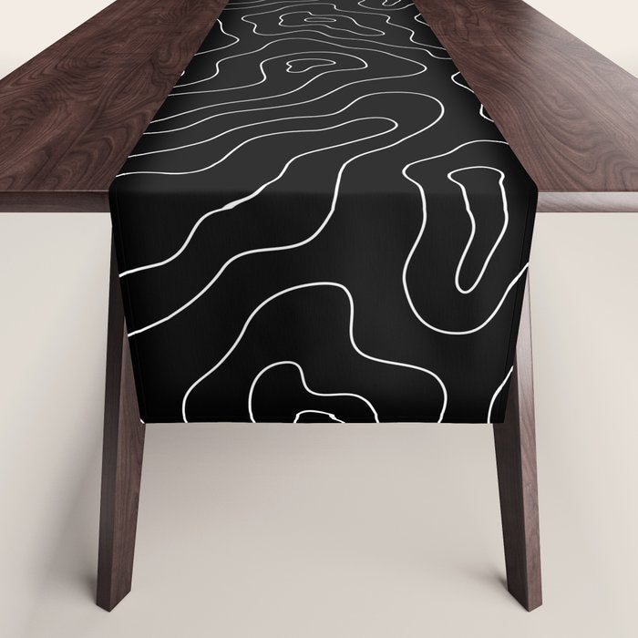 Abstract topography map line art pattern Table Runner Gallery Image 1