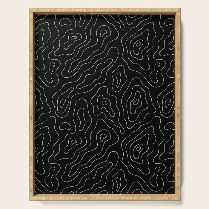 Abstract topography map line art pattern Serving Tray Gallery Image 1