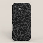 Abstract topography map line art pattern iPhone Case Gallery Image 1