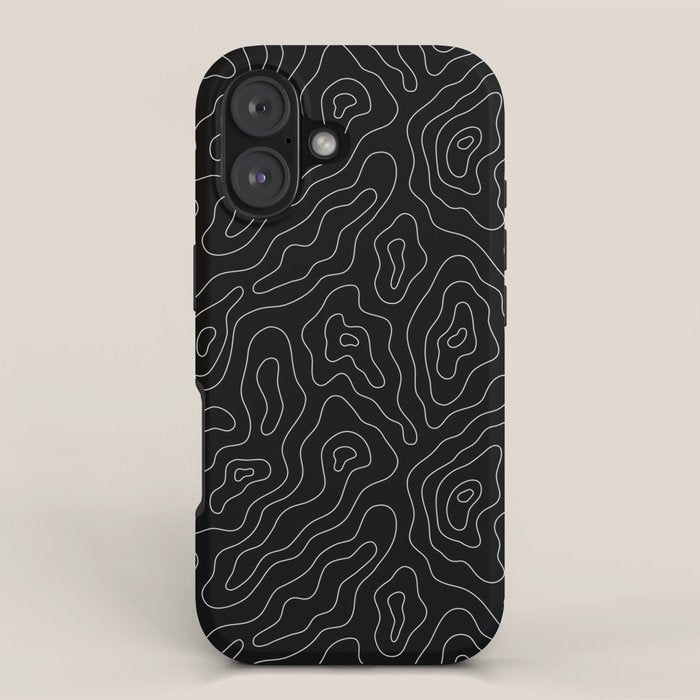 Abstract topography map line art pattern iPhone Case Gallery Image 1