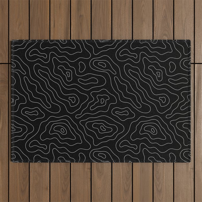 Abstract topography map line art pattern Outdoor Rug Gallery Image 1
